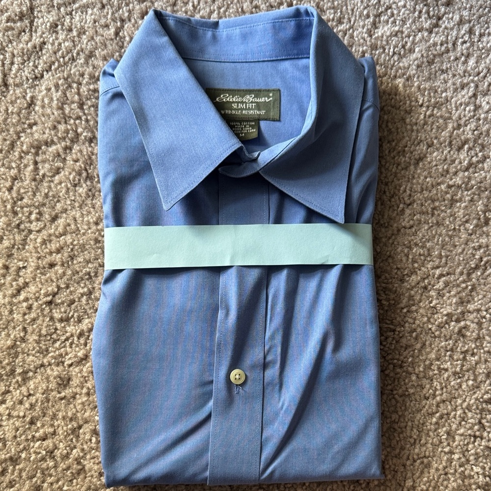 Eddie Bauer Men's Classic Blue Dress Shirt